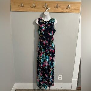Vanilla Bay Navy Floral Maxi Dress with Pockets Large